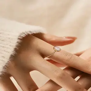 1Pc Stainless Steel with Synthesis Gemstone Adjustable Cuff Rings