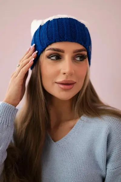 Kesi Paris fleecová čepice K212 ecru+chabra