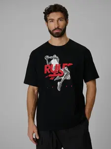 Pánské loose tričko s potiskem 4f černá xl