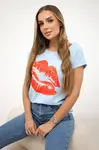 Blue blouse with lip print