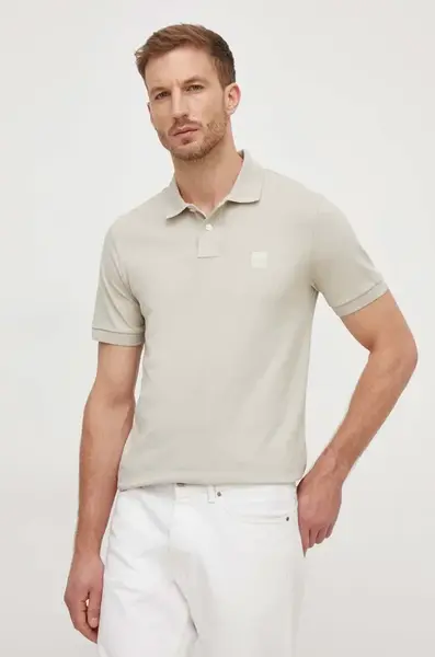 BOSS Orange polo pánské bavlněné s elastanem Passenger