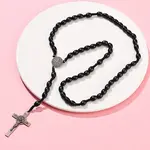 Oval Wood Rosary Bead Necklaces