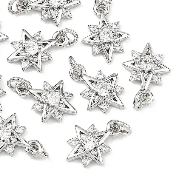 SHEGRACE Brass Clear Cubic Zirconia Charms