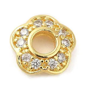 Rack Plating Brass Micro Pave Cubic Zirconia Bead Caps
