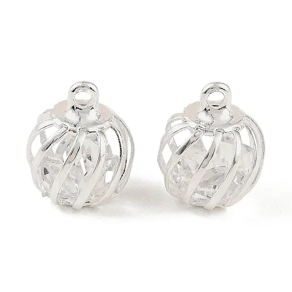 Iron Glass Bead Cage Pendants