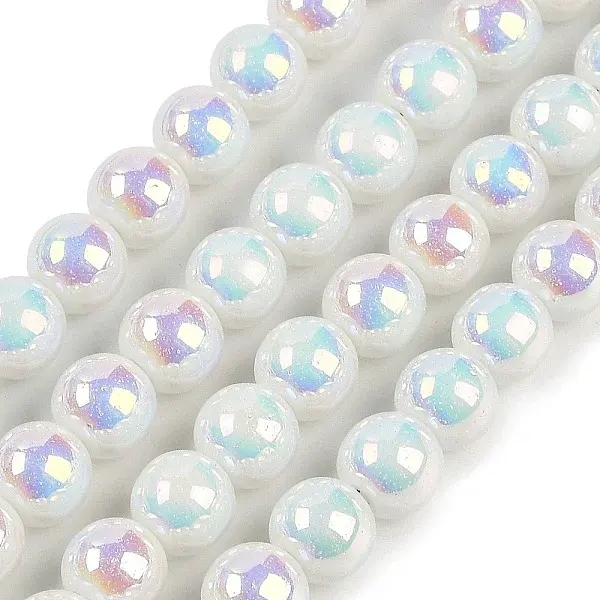 Baking Paint Electroplate Glass Beads Strands