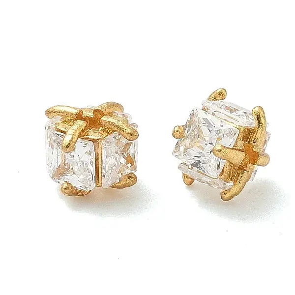 Brass Pave Cubic Zirconia Beads