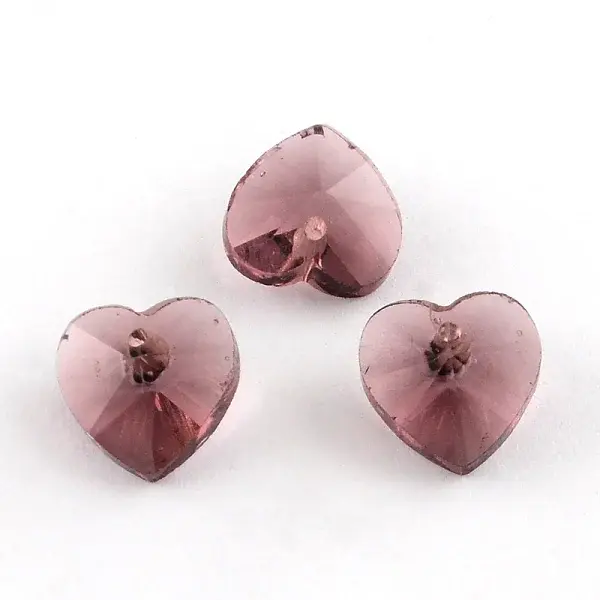 Faceted Heart Transparent Glass Charm Pendants
