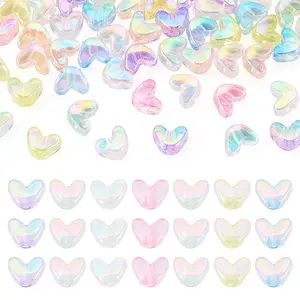 60Pcs UV Plating Transparent Acrylic Beads