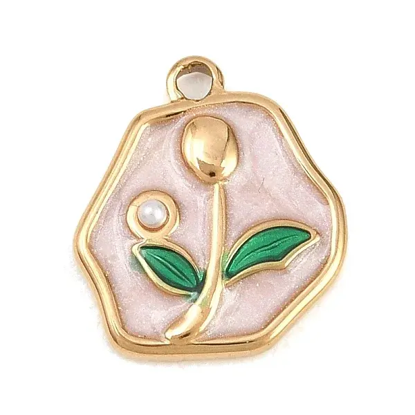 304 Stainless Steel Enamel & Plastic Pearl Pendants