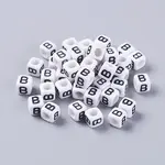 6MM Letter B Cube Acrylic Beads