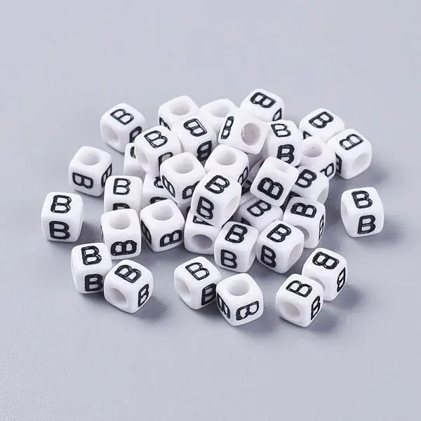 6MM Letter B Cube Acrylic Beads