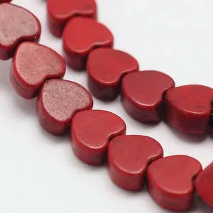 Dyed Synthetical Turquoise Heart Bead Strand