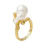 Round Natural Pearl Adjustable Rings