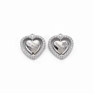 Brass Micro Pave Clear Cubic Zirconia Charms