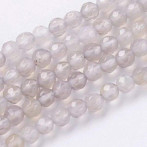 Natural Grey Agate Beads Strands