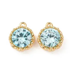 Brass Micro Pave Cubic Zirconia Charms
