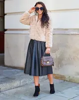 Resti Double-sided women's jacket with fur in beige