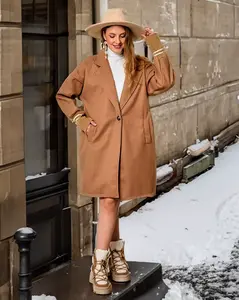 Resti Women's knee-length coat jacket in light brown