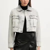 Džínová bunda IRO šedá barva, přechodná, WP07ALESSIO