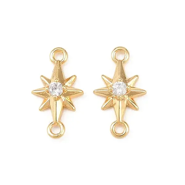 Brass Pave Clear Cubic Zirconia Connector Charms