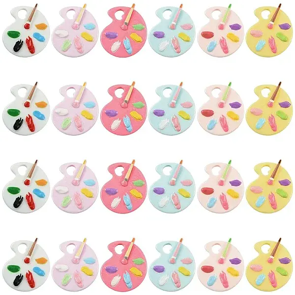24Pcs 6 Colors Opaque Resin Pendants