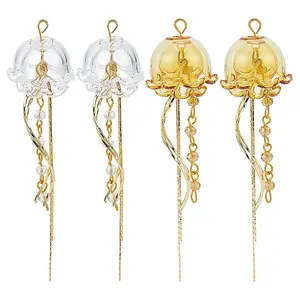 4Pcs 2 Colors Brass & Glass Pendants