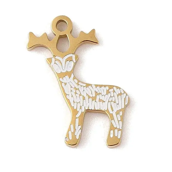 Christmas Theme Ion Plating(IP) 304 Stainless Steel Enamel Pendants