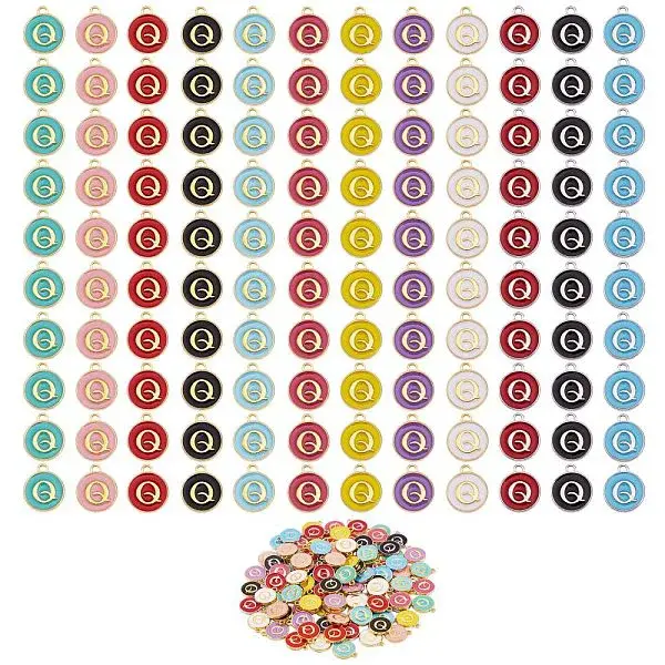 120Pcs 12 Colors Golden Plated Alloy Charms