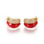 Brass Micro Pave Cubic Zirconia Stud Earrings