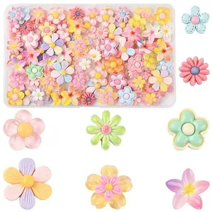 100Pcs 8 Styles Translucent & Opaque Resin Cabochons