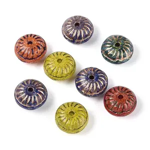 Picasso Baking Paint & Golden Metal Enlaced Glass Beads