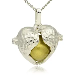 Silver Color Plated Brass Hollow Heart Cage Pendants