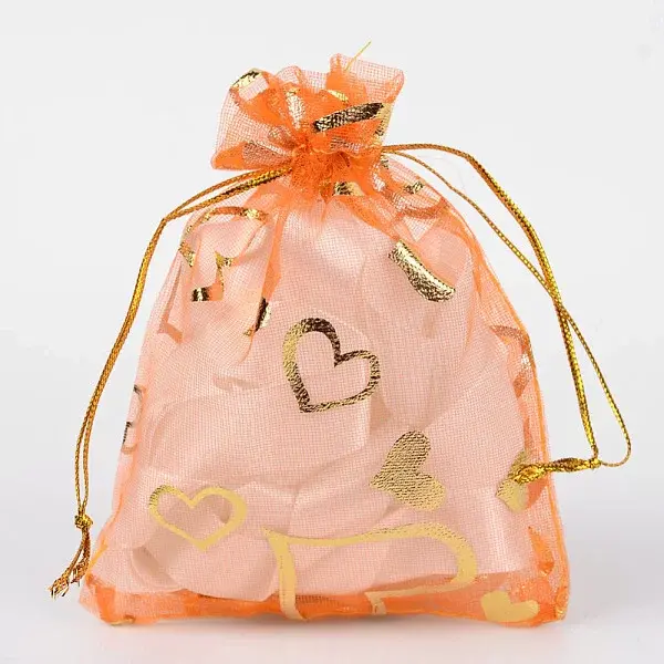 Heart Printed Organza Bags