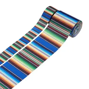 2Rolls 2 Styles Stripe Pattern Printed Polyester Grosgrain Ribbon