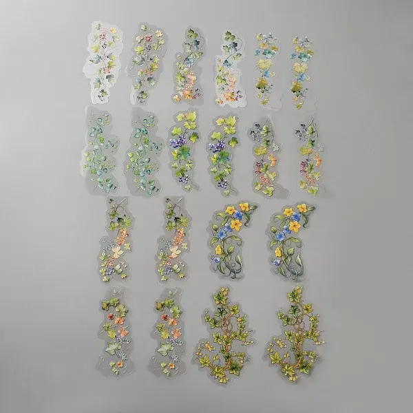 20Pcs Flower PET Decorative Stickers
