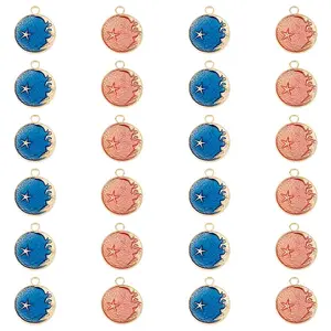 60Pcs 2 Colors Alloy Enamel Pendants
