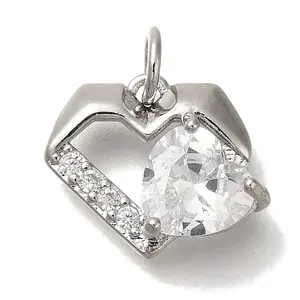 Rack Plating Brass Micro Pave Cubic Zirconia Charms