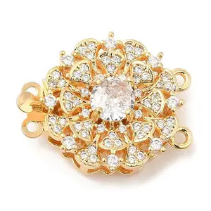 Brass Micro Pave Clear Cubic Zirconia Box Clasps