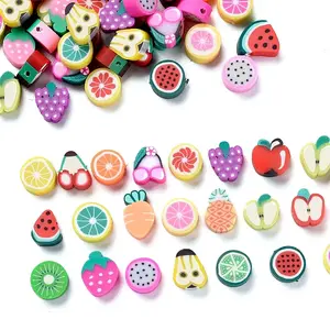 100Pcs Handmade Polymer Clay Fruit Theme Beads