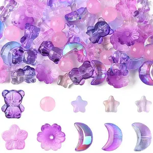 126Pcs 8 Styles Electroplate Transparent Glass Bead