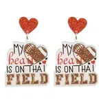 1Pair Leopard Print Heart Mother Sports Acrylic Dangle Stud Earrings