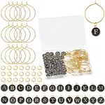 DIY Initial Letter A-Z Alphabet Brass Enamel Wine Glass Charm Rings Making Kits
