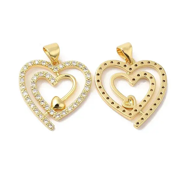 Brass Micro Pave Clear Cubic Zirconia Pendants