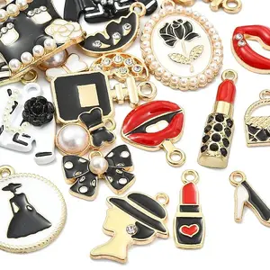19Pcs 19 Styles Alloy Enamel Charms