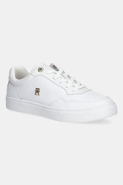 Kožené tenisky Tommy Hilfiger ESSENTIAL ELEVATED COURT SNEAKER dámské, bílá barva, FW0FW08758