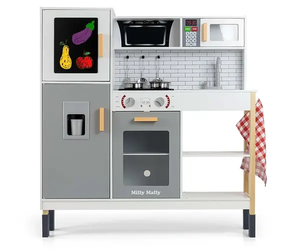 Dřevěná kuchyňka pro děti ESKET Grey se světlem a zvuky - sivá