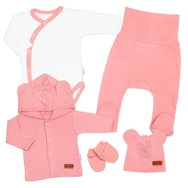 Bavlnená súprava pre bábätko do pôrodnice 5D, Made with love, růžová, veľ. 56