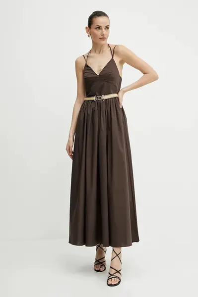 Šaty Twinset hnědá barva, maxi, 251TT2100