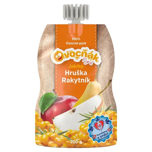 OVOCŇÁK Pyré jablko s hruškou a rakytník 200 g